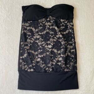 Vintage Wet Seal Strapless Top Lace floral‎ black size small